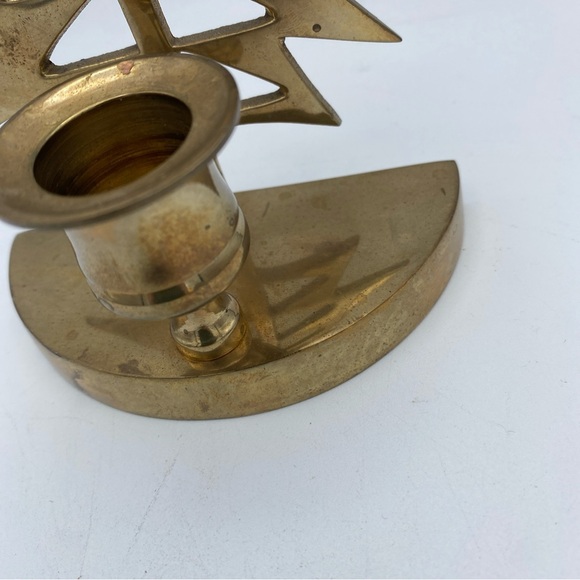 VTG Gatco Solid Brass Christmas Tree Holiday Taper Candle Holder Made In India - Picture 13 of 16